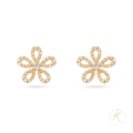 18K Yellow Gold & Diamond Flower Earrings image 0