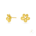 18K Gold & Diamond 3D Flower Earrings image 0