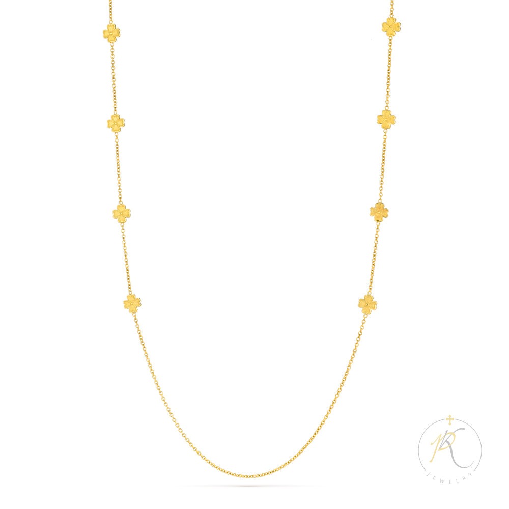 18K Long Gold Necklace-3DFlower image 0