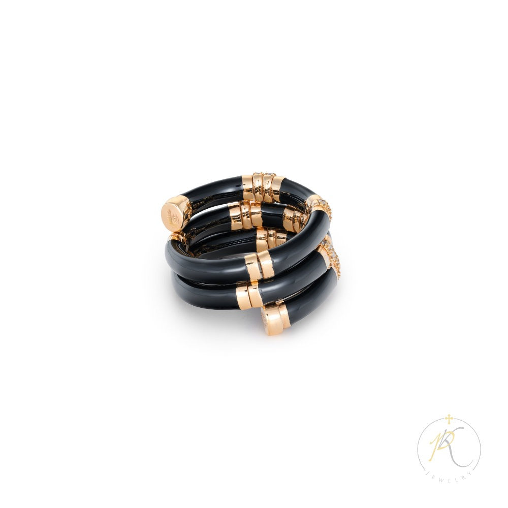 18K Rose Gold & Diamond Ring- Italian Design image 1