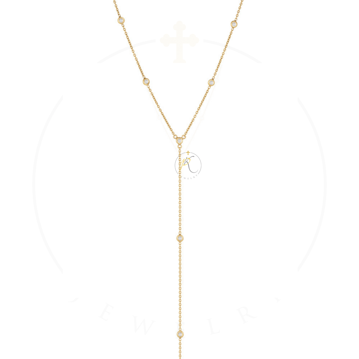 14K Gold Diamond Lariat Adjustable Necklace