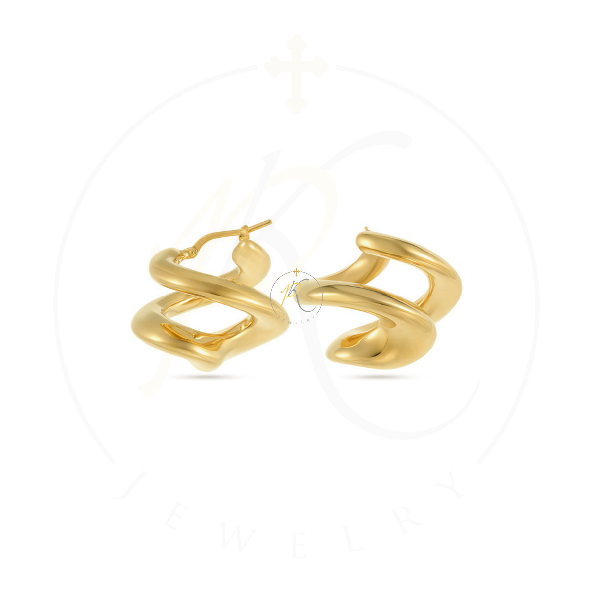 14K Gold Italian Swirl Sculptural Earrings