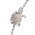 18K White Gold Pink Diamond Turtle Sculpted Cuff Bracelet