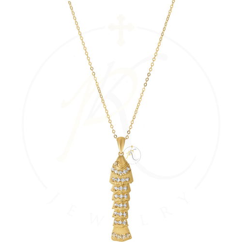 14K Gold Diamond-Cut Fish Necklace Pendant | Italian Artisan