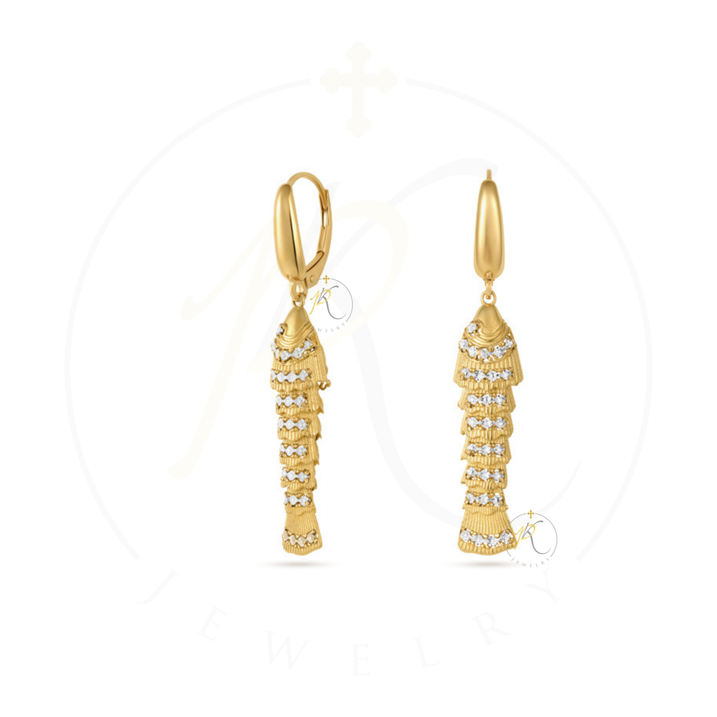 14K Gold Diamond-Cut Tiered Drop Earrings