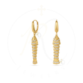 14K Gold Diamond-Cut Tiered Drop Earrings