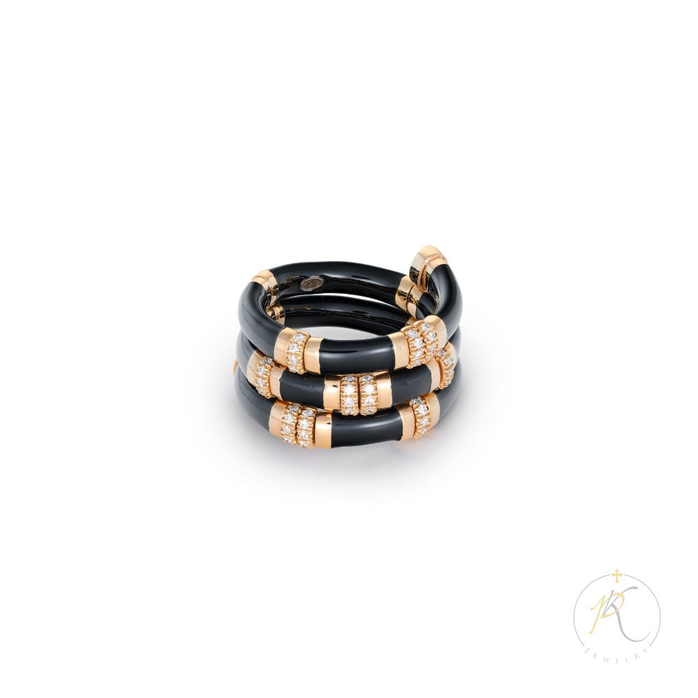 18K Rose Gold & Diamond Ring- Italian Design image 0