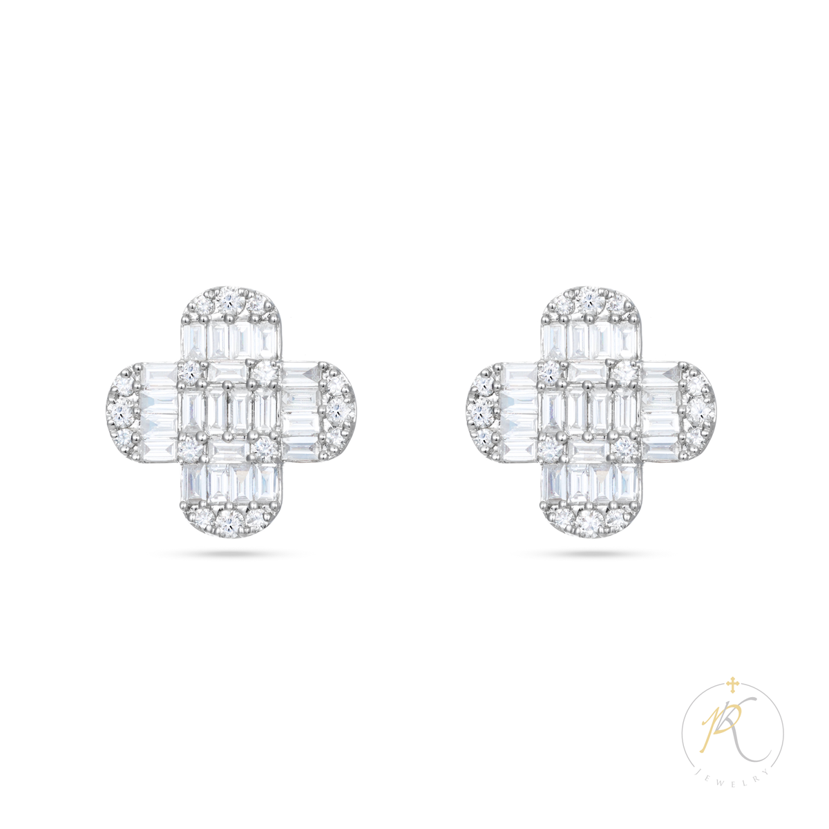 18K White Gold & Diamond Earrings - Illusion image 0